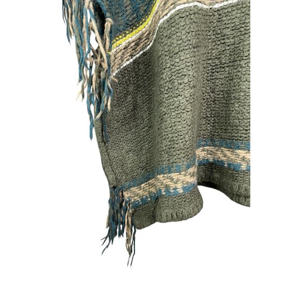 Free People Labyrinth Fringed Poncho Striped Sweater XS/S Cabincore0 - Picture 6 of 9